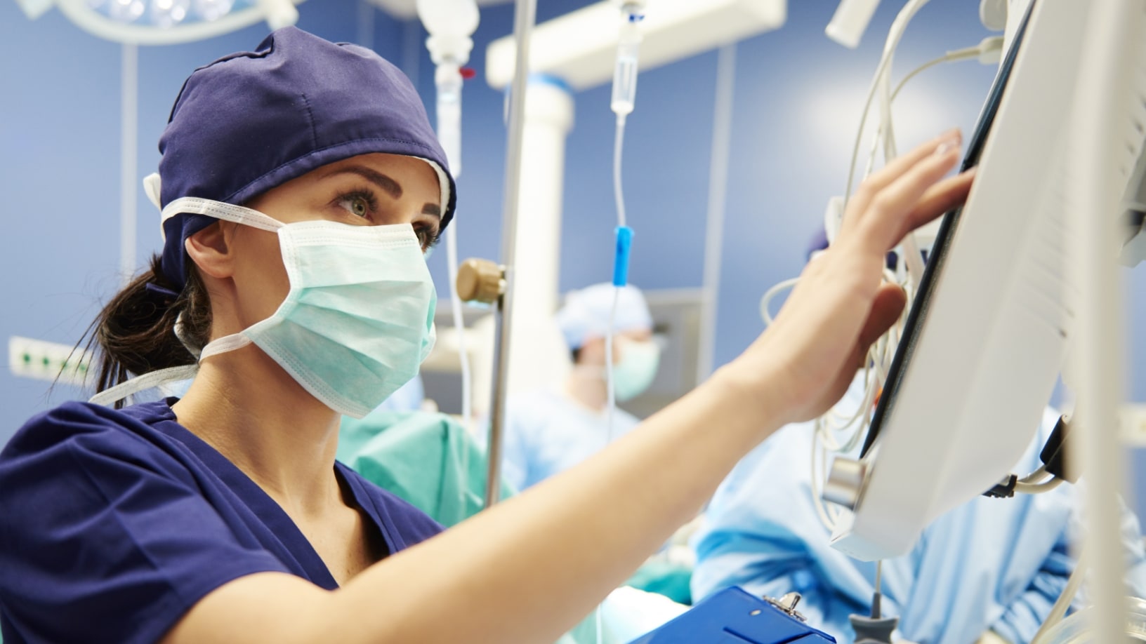nurse in operating room on device nurse in operating room on device